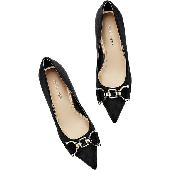 Women's Black Suede Closed Toe High Heels Dress Pointed Toe Wedding Pump Shoes - Picture 3 of 6